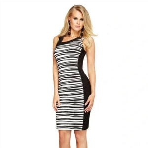 Joseph Ribkoff black white textural bodycon stretch dress Size 12